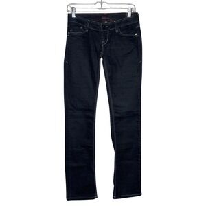 Guess Jeans Womens 6 28" Black White Stitching‎ Barbara Straight Leg Premium